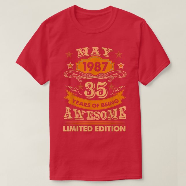 Camiseta Mayo De 1987 Viñeta 35º Cumpleaños Regalos De 35 A (Diseño del anverso)