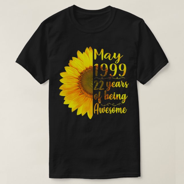 Camiseta Mayo De 1999 22 Años De Ser Impresionante 22º Bir (Diseño del anverso)
