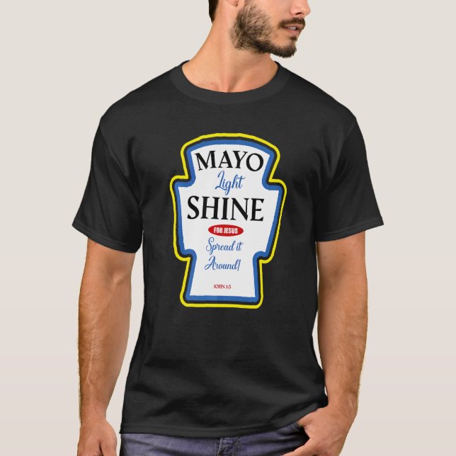 Camiseta Mayo Light Shine Christian Parody Label Botella (Anverso)