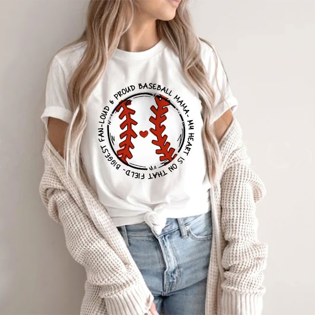 Camiseta Mayor fanático: Mamá de béisbol ruidosa y orgullos (Subido por el creador)