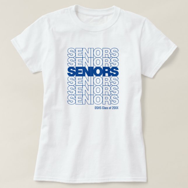 Camiseta Mayores de edad de edad avanzada del Royal Blue (Diseño del anverso)
