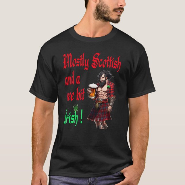 Camiseta Mayormente Escocesa Y Un Poco Irlandés Funny Shamr (Anverso)