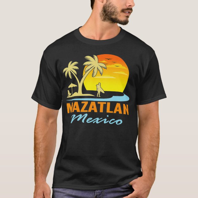 Camiseta Mazatlán México Beach Sunset Palm Trees Océano (Anverso)