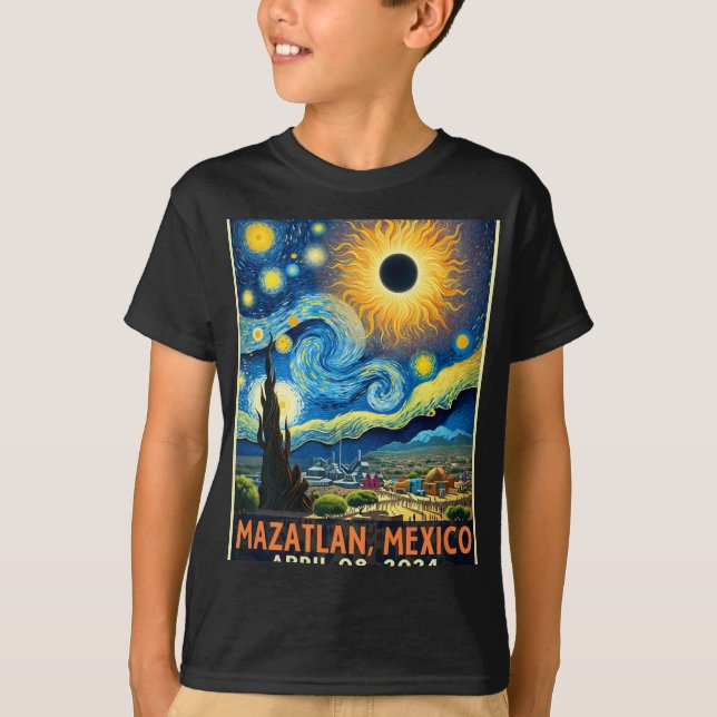 Camiseta Mazatlán México Eclipse solar total 2024 Starry Ni (Anverso)
