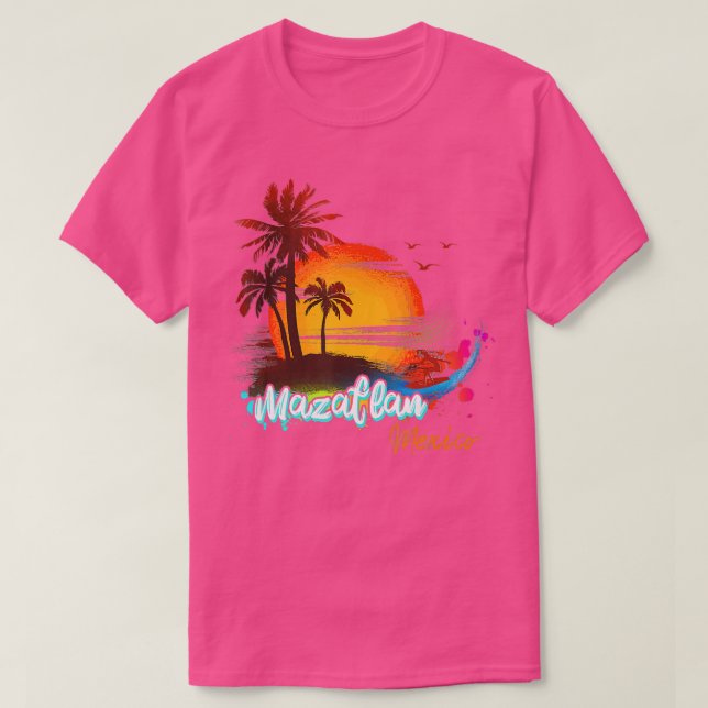 Camiseta Mazatlán México Playa Verano Vacaciones Palm Trees (Diseño del anverso)