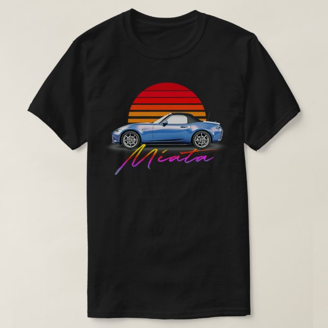 Camiseta Mazda Miata Blue Retro Style Sunset Design 1 (Diseño del anverso)