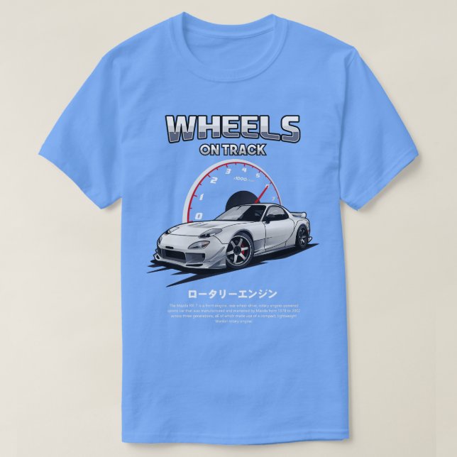 Camiseta Mazda RX7 Ruedas En Pista (Diseño del anverso)