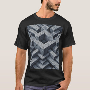 Camiseta Maze 3D: Cubos geométricos en perspectiva