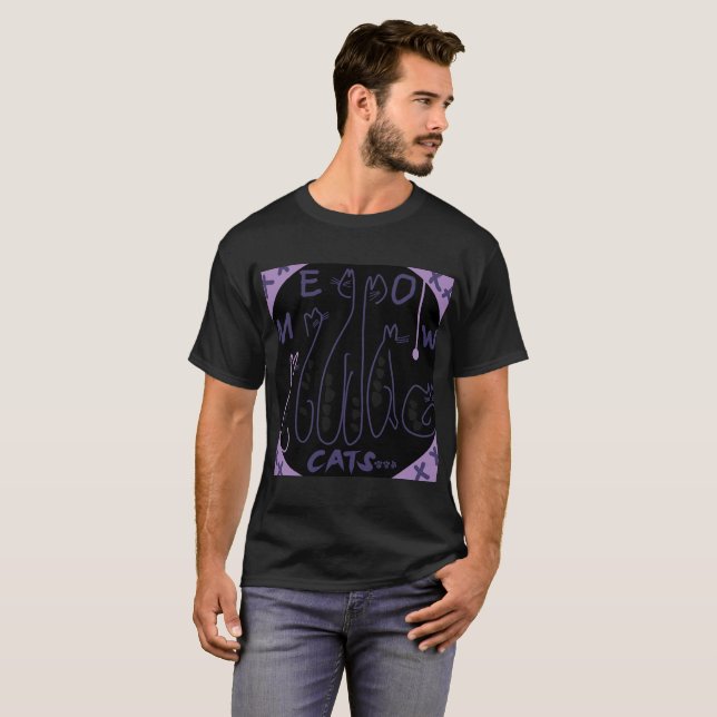 Camiseta Mazipoodles Cute Gatos - Lavanda negra (Anverso completo)