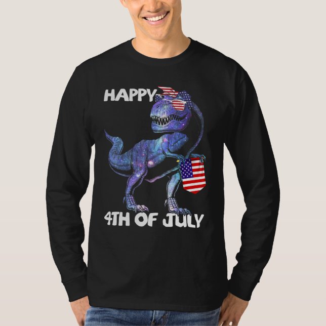 Camiseta Mb35 Feliz 4 de julio T-Rex Dinosaur Baby Toddler  (Anverso)