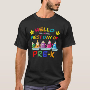Camiseta MB35 Hola Primer Día Profesor Estudiante Pre K Fle