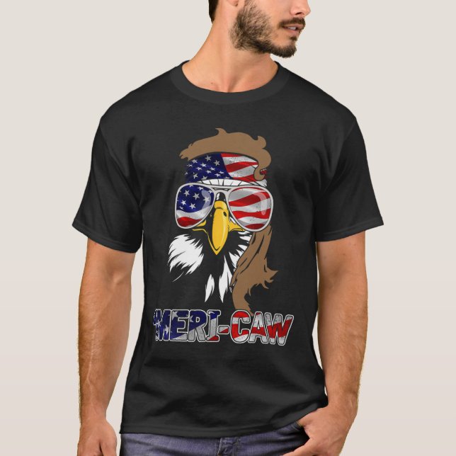 Camiseta Mb35 Mullet Eagle meri-caw 4 De Julio Independenci (Anverso)