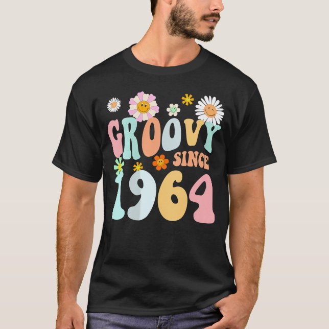 Camiseta Mb Groovy Desde 1964 Flor Hippie 58º Cumpleaños V (Anverso)