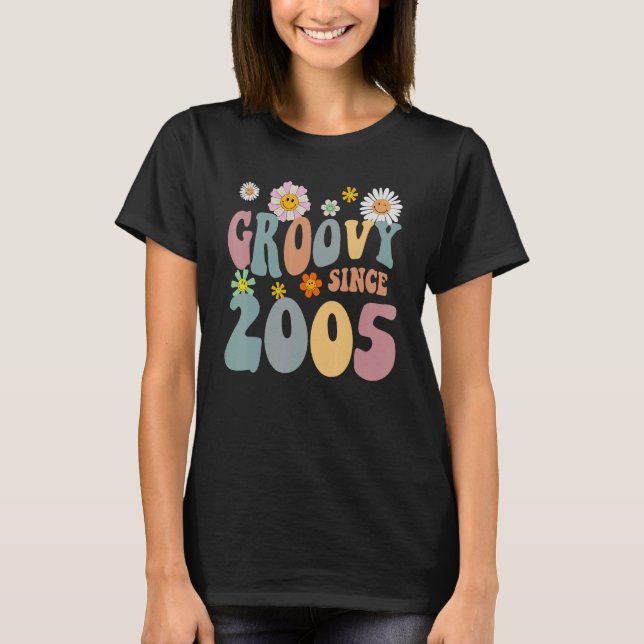 Camiseta Mb Groovy desde 2005 Flor Hippie Retro 17º Nacimie (Anverso)