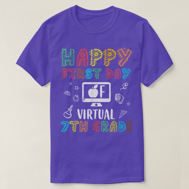 Camiseta mb Happy First Day Of Virtual 7Grado Back to Sc (Diseño del anverso)