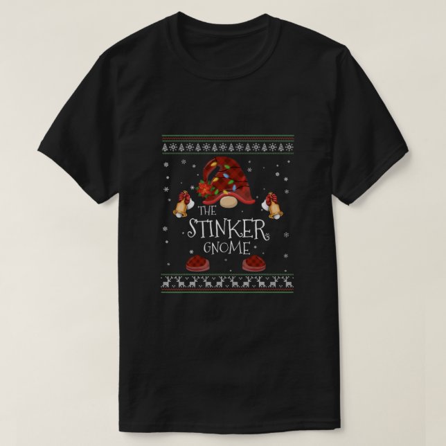 Camiseta mb Stinker Gnome Buffalo Plaid Christmas Light Ugl (Diseño del anverso)