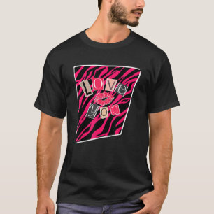 Camiseta McBling Estética Hot Pink And Black Zebra Kiss Li