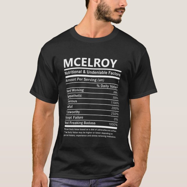 Camiseta Mcelroy Name T Shirt - Mcelroy Nutritional And Und (Anverso)