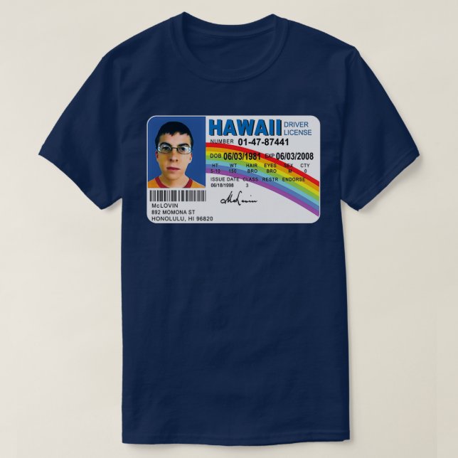 Camiseta Mclovin Superbad Id Driver Regalos Funny Driv (Diseño del anverso)
