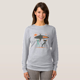 Camiseta MCM retro vintage gatos espaciales de color naranj