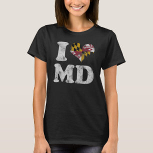 Camiseta MD de la bandera de Maryland del corazón I