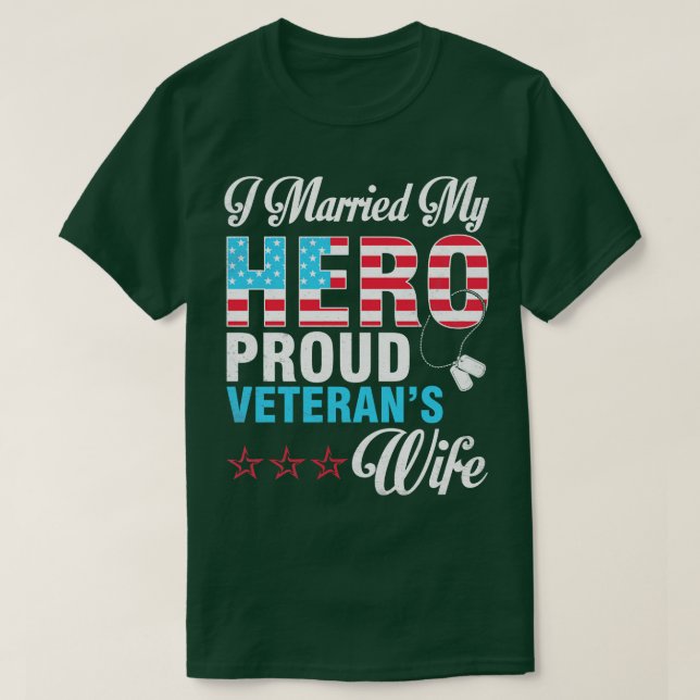 Camiseta Me Casé Con Mi Héroe Veteranos Orgullosos Esposa H (Diseño del anverso)