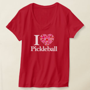 Camiseta Me Corazón Pickleball Corazón Lleno de Rosa y Rojo