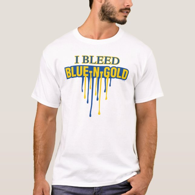 Camiseta Me Desangro Azul y Dorado (Anverso)
