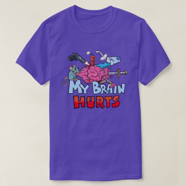 Camiseta Me Duele El Cerebro Humor Oscuro (Diseño del anverso)