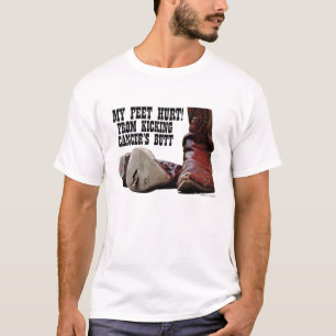 Camiseta Me duele el pie por patear el culo de cáncer
