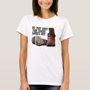 Camiseta Me duele el pie por patear el culo de cáncer
