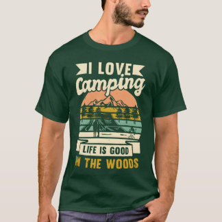 Camiseta me encanta acampar en los bosques chica