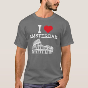 Camiseta Me encanta Amsterdam Colosseum Heart Flag Países B
