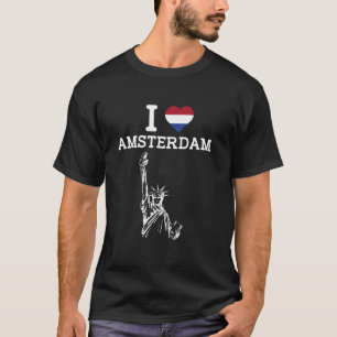 Camiseta Me encanta Amsterdam Estatua divertida de la liber