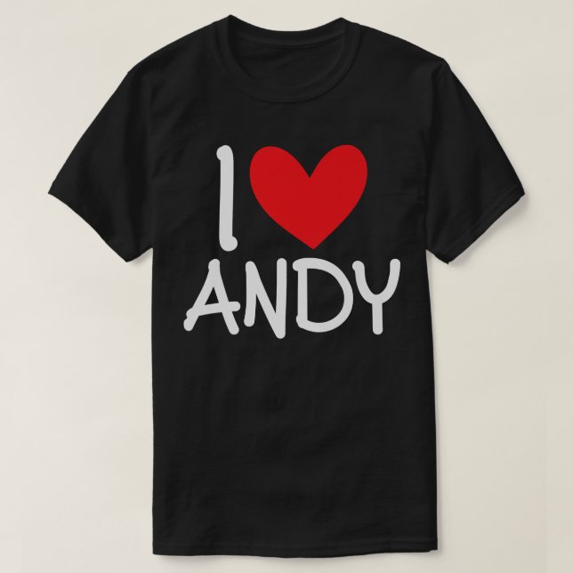 Camiseta Me Encanta Andy Name Heart Personalized Men BFF (Diseño del anverso)