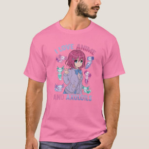 Camiseta Me Encanta Anime Y Axolotls - Kawaii Otaku - Mamáe