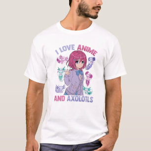 Camiseta Me Encanta Anime Y Axolotls - Kawaii Otaku - Mamáe