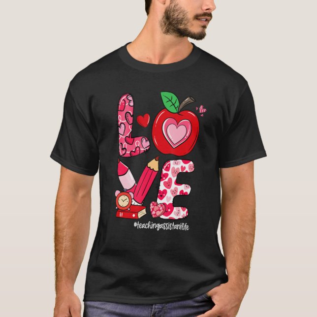 Camiseta ME ENCANTA Apple Heart Teaching Assistant Life Val (Anverso)