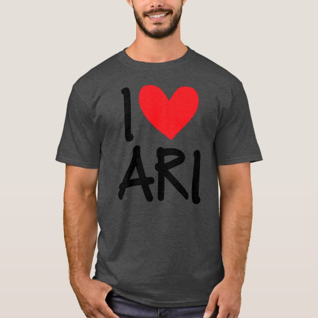 Camiseta Me Encanta Ari Nombre Hombres Personalizados Guy B (Anverso)