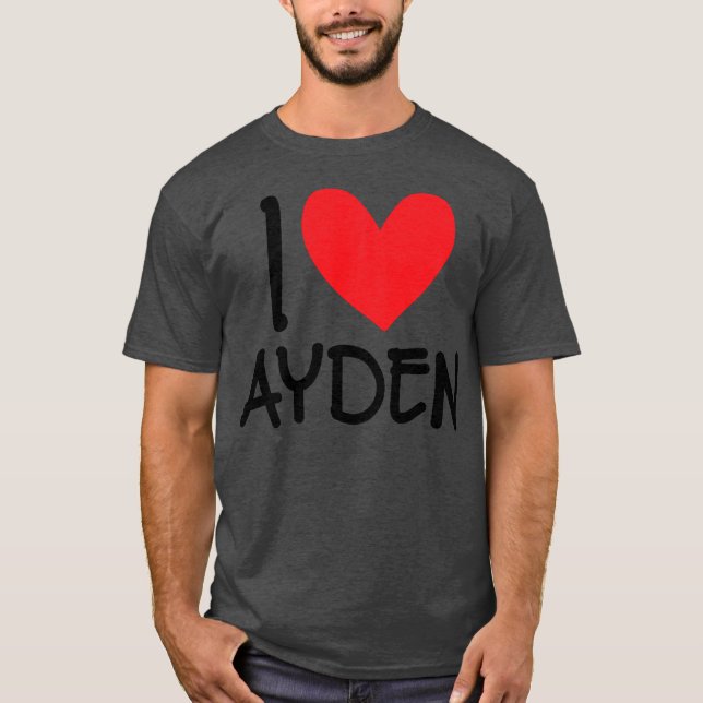 Camiseta Me encanta Ayden Name Hombres Personalizados Guy B (Anverso)
