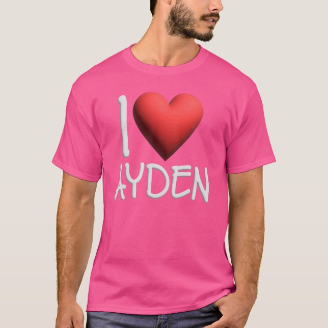 Camiseta Me encanta Ayden Name Hombres Personalizados Guy B (Anverso)