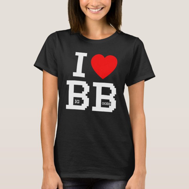 Camiseta Me Encanta Bb Con Rótulo Cardíaco Gran B (Anverso)
