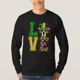 Camiseta Me Encanta Bernard Dog Mardi Gras Mask Divertido d