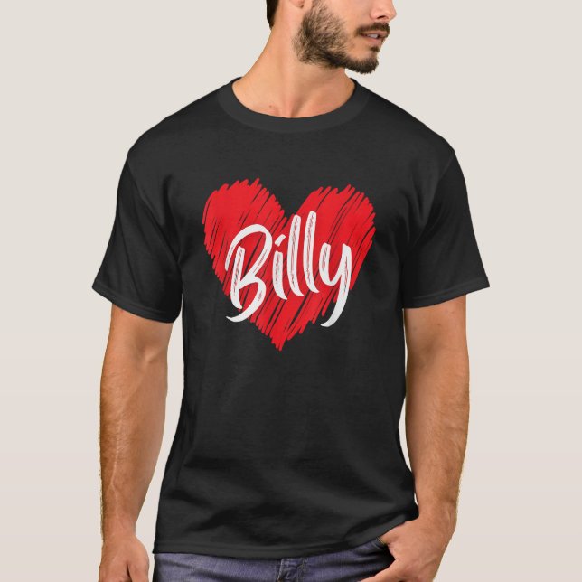 Camiseta Me encanta Billy Heart Nombre Personalizado Billy  (Anverso)