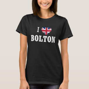 Camiseta Me encanta Bolton Inglaterra Unión Jack Bandera He