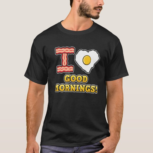 Camiseta Me Encanta Buenos Días Corazón Amo Huevo Frito (Anverso)