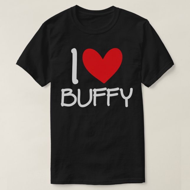 Camiseta Me encanta Buffy Name Heart Personalized Men BFF F (Diseño del anverso)