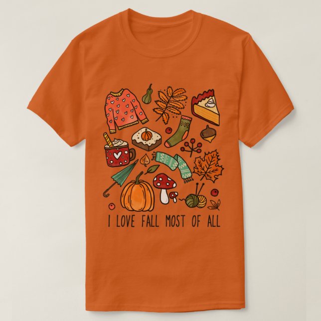 Camiseta Me encanta caer sobre todo el diseño de otoño de L (Diseño del anverso)