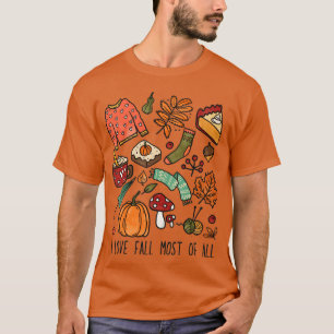 Camiseta Me encanta caer sobre todo el diseño de otoño de L