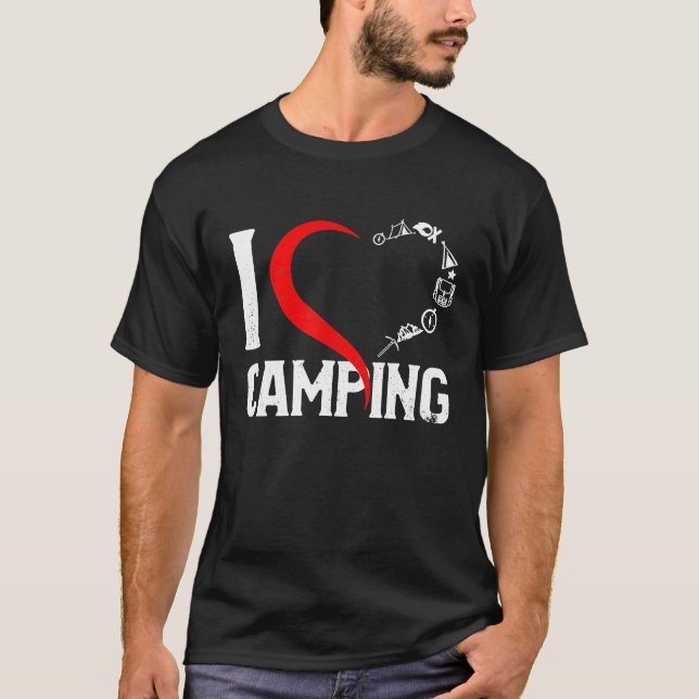 Camiseta Me Encanta Camping Corazón Con Montañas Flip Flip (Anverso)